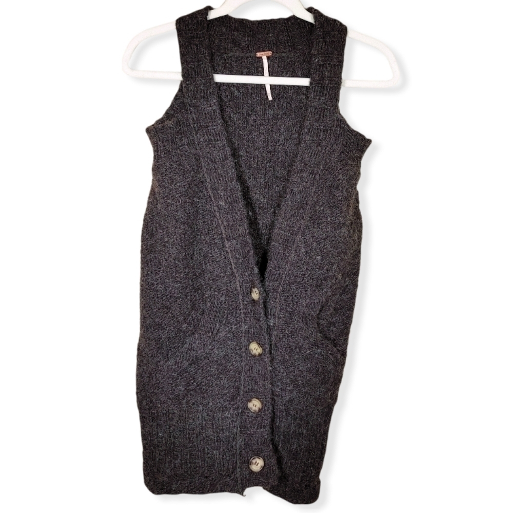Free People Wool Blend Tunic Length Sweater Vest Size XS